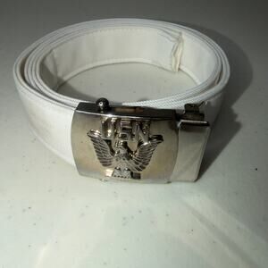 U.S. Navy Military Style Belt Mens Size 36" USN White Metal Buckle New